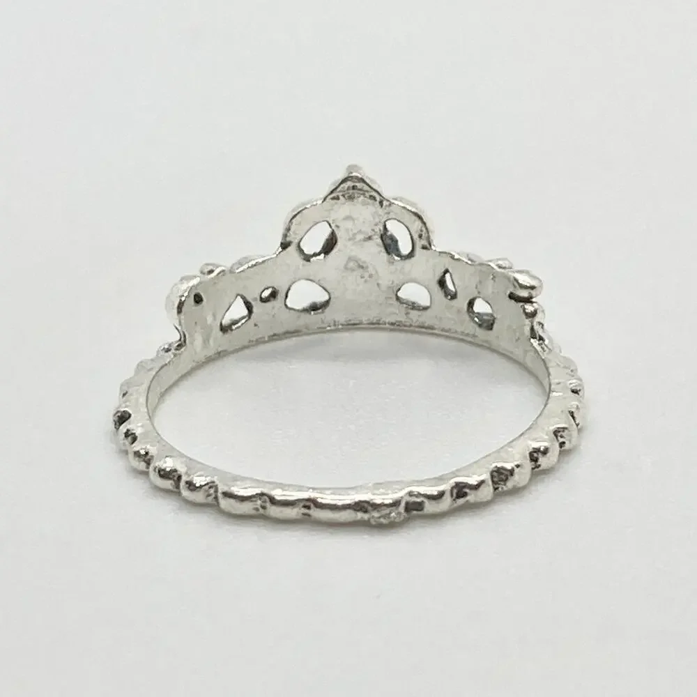 Size 6.75 Silver Tone Princess Crown Ring